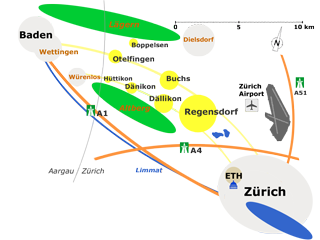 Karte Einzugsgebiet Standortförderung Furttal